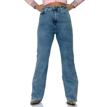 Imagem de Calça Jeans Feminina Delavê Wide Leg Básica Lisa Cintura Alta Texas Ra