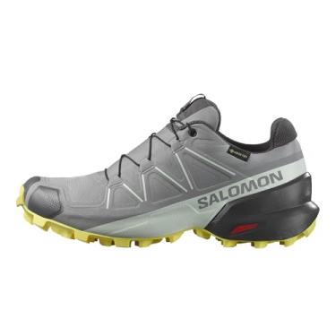 Imagem de Salomon Tênis de corrida feminino SPEEDCROSS GORE-TEX Trail, Sharkskin/Clearly Aqua/Sunny Lime, 36