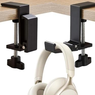 Imagem de Headphone Stand, Foldable Headset Hanger - Removable Headphone Holder Hook Mount, Adjustable PC Gaming Headset Stand Holder Clip Under Desk Clamp for Airpods Max, HyperX, Sennheiser