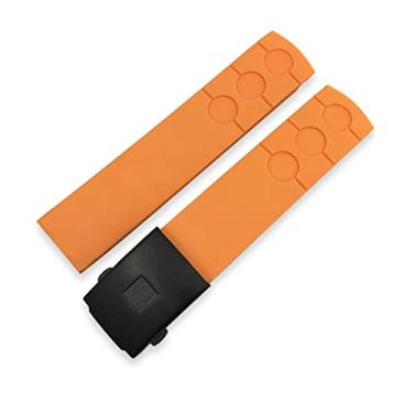 Imagem de SOMKB Pulseira de relógio à prova d'água de silicone de borracha de 20 mm para corrida esportiva PRS516 T100417 T91 T044 T021 acessórios de pulseira azul (cor: fivela preta laranja, tamanho: 20 mm)