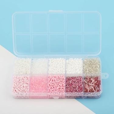 Imagem de YDJIANCAI 10 compartimentos de vidro 2 mm contas de tubo de semente contas pequenas de dois tons, para fabricação de joias, suprimentos de artesanato DIY para brincos, pulseiras, colares (cor