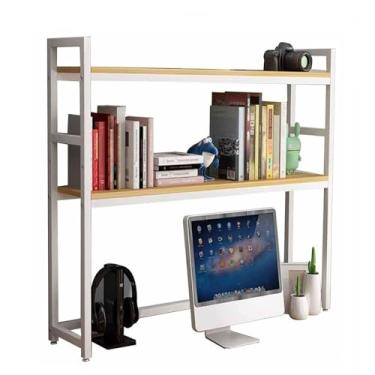 Imagem de Estante de mesa para mesa de computador - rack de exibição ajustável de 2 camadas, rack organizador de bancada de mesa de metal, prateleira de armazenamento de mesa multiuso, para escritório