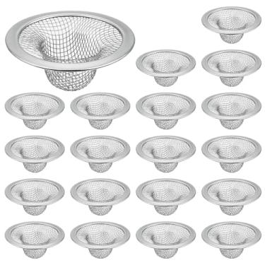 Imagem de 20 peças de filtro de ralo de pia de malha para banheiro, tela de filtro de ralo de pia de banheiro de 5,3 cm de aço inoxidável pequena cesta de malha de drenagem captador de cabelo capa de filtro