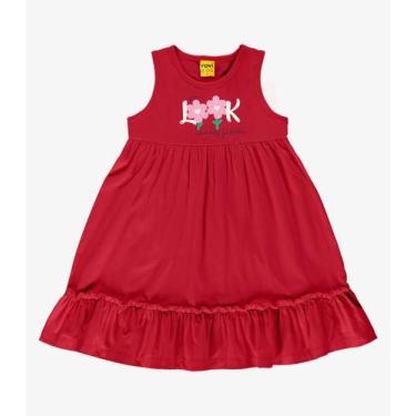 Imagem de Vestido Feminino Meia Malha Rovi Kids Vermelho, 2, Vermelho