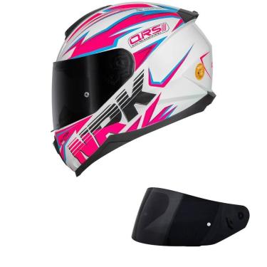 Imagem de Capacete Norisk Razor Ghost Branco e Rosa Mais Viseira Fumê-Feminino