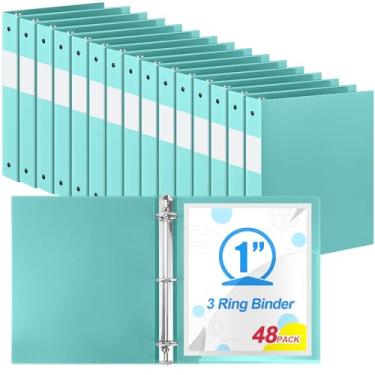 Imagem de Henoyso 48 unidades de fichários flexíveis de plástico de 2,5 cm e 3 anéis, a granel, serve para carta, tamanho 21 x 28 cm, comporta até 225 folhas com 1 bolso, fichário versátil para escola