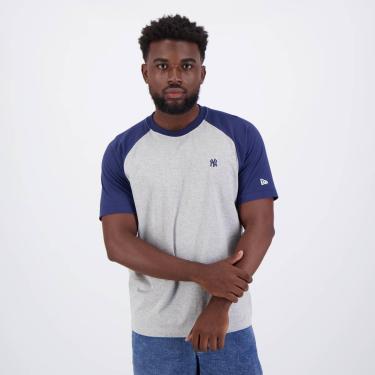 Imagem de Camiseta New Era MLB New York Yankees Raglan Cinza e Marinho-Masculino