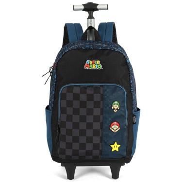 Imagem de Mochila de Rodinhas Escolar Juvenil Super Mario Bros-Masculino