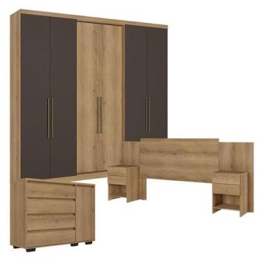 Imagem de Guarda Roupa Casal Passione Ultra 6 Portas Capuccino Cacau com Cômoda 