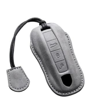Imagem de Camurça chave fob chaveiro couro caso chave do carro capa compatível com porsche panamera spyder carrera macan cayman cayenne 911 970 981 991 718(A5)