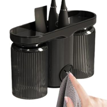 Imagem de Organizador de escova de dentes, porta escova de dentes com copos | Conjunto de suporte para escova de dentes elétrica para parede | Conjunto multifuncional de suporte de escova de dentes, armazenamen