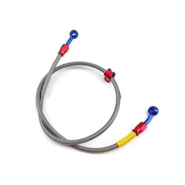 Imagem de Tsinesla Mangueiras de motocicleta mangueira de óleo de reforço hidráulico de aço trançado para bicicleta suja 85 cm Banjo para linha de mangueira de freio universal DIO ZX