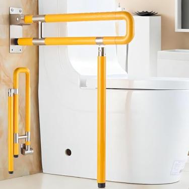 Imagem de Barras de apoio para deficientes com pernas de apoio, alças antiderrapantes para banheiro, brilha à noite, trilhos de vaso sanitário para grávidas com deficiência