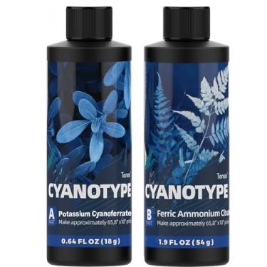 Imagem de Kit de produtos químicos de cianótipo artístico de 473 ml com ferramentas para plantas fotográficas, pó de corante sensibilizador de cianótipo para iniciantes e artistas, kit de impressão solar para