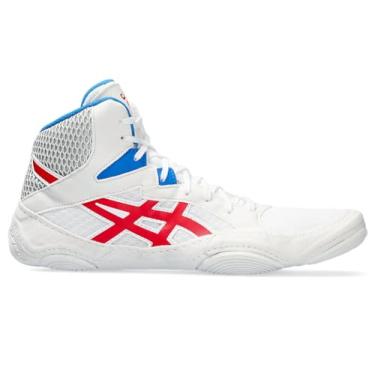 Imagem de ASICS Tênis de luta livre masculino Snapdown 3, Branco/Vermelho clássico, 46
