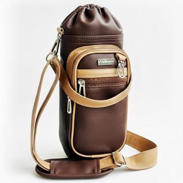 Imagem de Bolsa Térmica para Garrafa Vidinne OCREO em Courino, com Alça Transversal, Produto Artesanal Premium VIDINNE (Marrom, 2 litros)