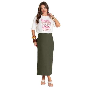 Imagem de Saia Feminina Midi Dianna Verde, P, Verde