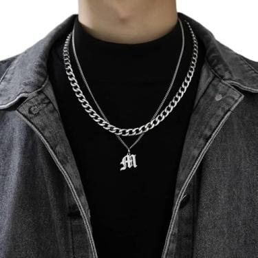 Imagem de Colar de aço de titânio, presente de amigos, simples, com letras cubanas, presente de namorado, camada dupla, casal, Medium, Liga de aço, Sem Pedra Preciosa