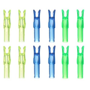 Imagem de YELARXI Nocks de flecha de tiro com arco, peças de substituição de flechas de plástico, acessório para (DIY Hunting Shooting/composto/arco recurvo) 6,2 mm/0,6 cm ID e 12 peças e plástico e 3 cores