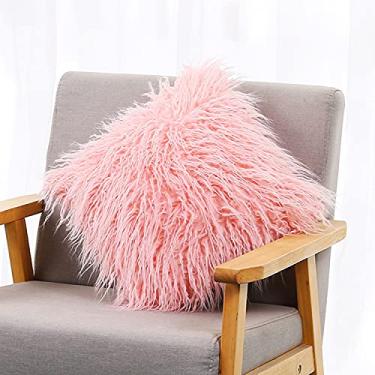 Imagem de Capa de Travesseiro Pêlo Falso Macia e Fluffy com Zíper Escondido Menos Perda Decorativa para Decoração Casa Cama Sofá Q