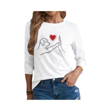 Imagem de Camiseta Feminina Solta E Confortável De Algodão Com Estampa Gráfica D