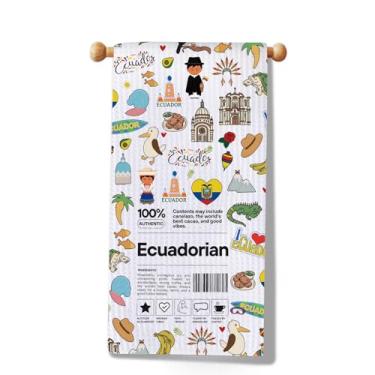 Imagem de WSNANG Toalha de cozinha temática do Equador Equador Viagem Lembrança Presente Toalha de prato América do Sul Mercadoria de cozinha (Equador TW)