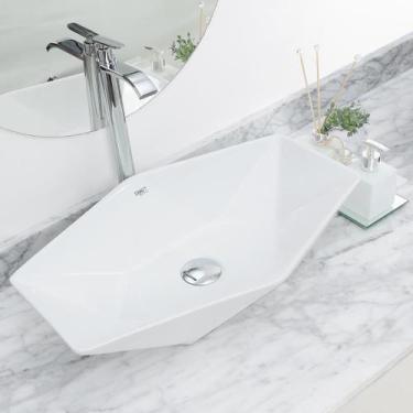 Imagem de Kit Cuba Pia Louça Cerâmica Banheiro C/ Torneira e Válv S27 - Smart No