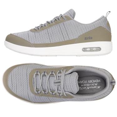 Imagem de KWUKOTY Tênis feminino largo para diabéticos, ortopédico, fascite plantar/pés inchados/joanetes, Cinza, 10 Wide