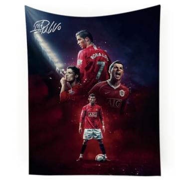 Imagem de Tapeçaria de parede Cristiano Ronaldo Superstar da Copa do Mundo para fãs de adolescentes decoração de parede pôster de parede decoração impressa em tecido tapeçaria de parede HD resistente ao