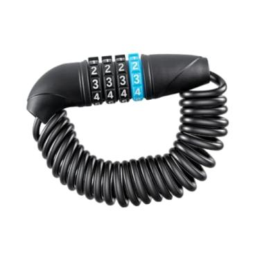 Imagem de Colaxi Cadeado para capacete de bicicleta, cadeado portátil profissional para bicicletas, de cabo com combinação para bicicletas de montanha, viagens e, Preto