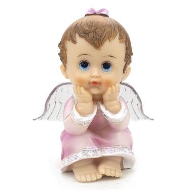 Imagem de Imagem Anjo Da Guarda Rosa Com Led Importado Resina 12 Cm