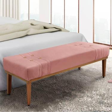 Imagem de Recamier 1,60m Com Base De Madeira Maciça Em Tecido Veludo Gênova - Lucadi Rosa