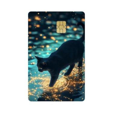 Imagem de Adesivo De Filme PVC De Gato Preto Para Cartão De Débito E Crédito Com