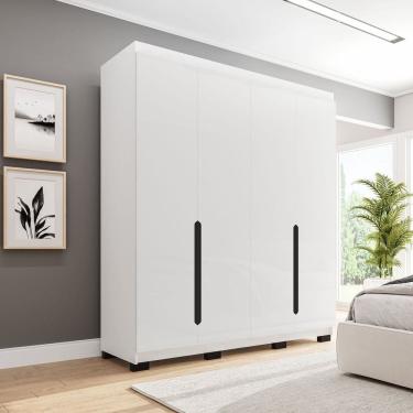 Imagem de Guarda-roupa Casal 4 Portas Bater Madrid Branco