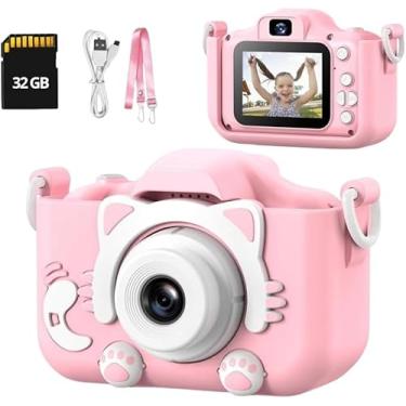 Imagem de BRINQUEDO EDUCATUVO Infantil Câmera Digital Filma HD com Jogos Divertidos Portátil Gatinho Fofa Recarregável (Azul E ROSA Gatinho)