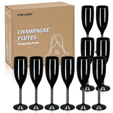 Imagem de XUWAIDSGN Taças acrílicas de champanhe para torrar, taças inquebráveis de barra de mimosa, taças de vinho, taças de champanhe vintage, taças de champanhe com haste 153 g para aniversário de Natal (10