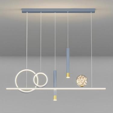 Imagem de Lustre LED de 50W, Lustre Linear de 99 cm (39 pol.), Moderno e Regulável, Luminária Pendente Nórdica para Ambientes Internos, Ideal para Sala de Jantar, Cafeteria, Escritório, Cozinha e Ilha