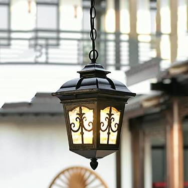 Imagem de Luminária pendente retrô para exterior, estilo antigo, à prova d'água IP55, com altura ajustável, soquete E27, em metal, para iluminação de caminhos, jardins, varandas, pátios e pavilhões. D