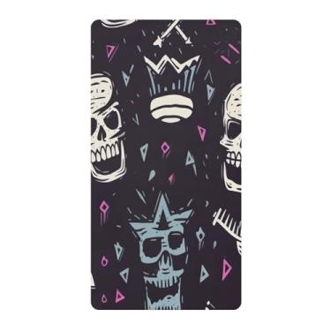 Imagem de Blueangle Lençol de berço padrão para berço infantil - Lençóis de algodão macio e respirável com estampa de caveira colorida (426)