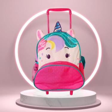 Imagem de Mochila Com Rodinhas Infantil Para Escola Passeio Impermeável Com Bols