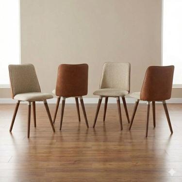 Imagem de Kit 4 Cadeiras Giratórias Madeira Dakota Natural/Champanhe