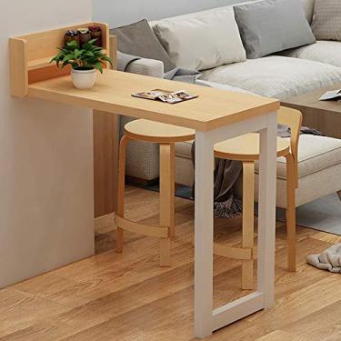 Imagem de Mesa de jantar dobrável para computador montada na parede, mesa de folhas suspensas para pequenos espaços, bancada de trabalho multifuncional, economia de espaço (cor de madeira 113 x 105 x 40 cm)