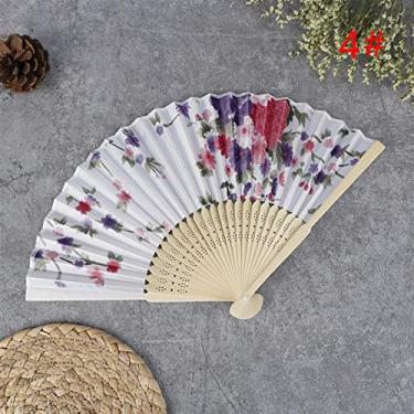 Imagem de Ventilador de mão dobrável para, ventiladores dobráveis, 1 peça retro chinês japonês seda ventilador dobrável ornamentos decoração de casa pintura floral fãs de mão ventilador decorativo festa dança