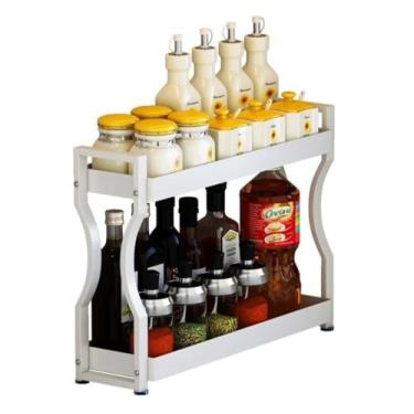 Imagem de Porta-temperos, organizador de especiarias, suporte de especiarias, suporte de 2 camadas, suporte de especiarias de aço inoxidável 304, organizador de especiarias, prateleira de armazenamento para