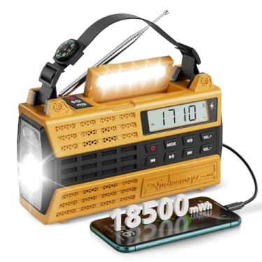 Imagem de Audiocrazy Rádio De Emergência, Rádio Meteorológico Solar De Manivela De 5000Mah/18500Mwh Com Noaa/Am/Fm/Bluetooth, Rádio De Manivela, Lanterna, Carregador De Celular, Lanterna E Sos Para Ambientes