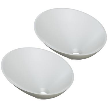 Imagem de Kit 02 Cubas de Apoio Meia Lua Para Banheiro Lavabo C01 BM38W Cinza Matte Fosca - Lyam