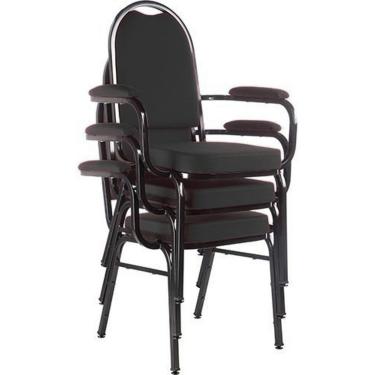 Imagem de Kit com 3 Cadeiras para Auditório Linha Hotel Preto