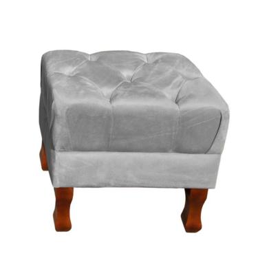 Imagem de Puff Decorativo Retrô Luis Xv Quadrado Em Capitonê Suede