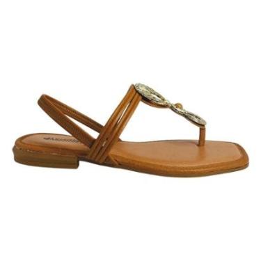 Imagem de Sandália Mississipi Rasteira com Enfeite Dourado Feminino-Feminino