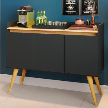 Imagem de Aparador Buffet Sala Gold 3 Portas com Pés de Madeira Maciça - MOVEIS 